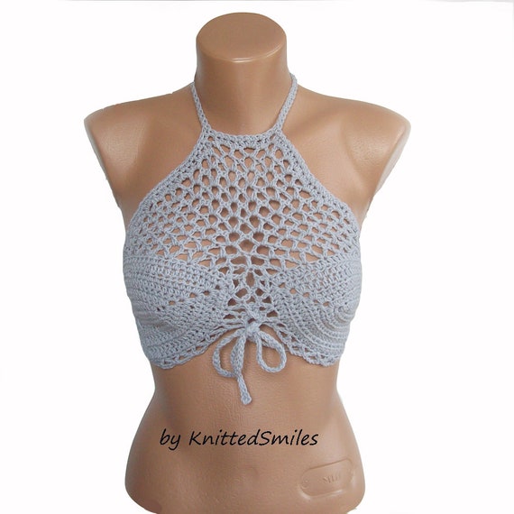 crochet high neck bikini top