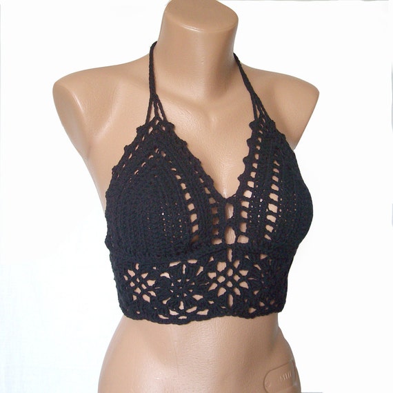 black crochet bralette