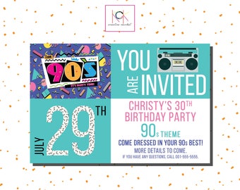 90s Party Invitation Etsy
