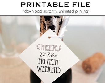 CHEERS to the Frickin Weekend Tag Bachelorette Party Tags, Bachelorette Gastgeschenke, Champagner Gunst Tags, printable File