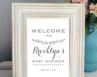 PRINTABLE - Modern Welcome Bridal Shower Sign - Greenery - Script- Calligraphy - Floral