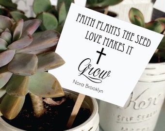 Set of 25 - Faith Plants the Seed Love Makes It Grow Succulent  tags