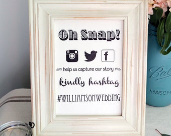 PRINTABLE & CUSTOMIZABLE Instagram Hashtag sign Photo Booth Sign - Facebook Twitter Instagram reception customizable hashtag instagram sign
