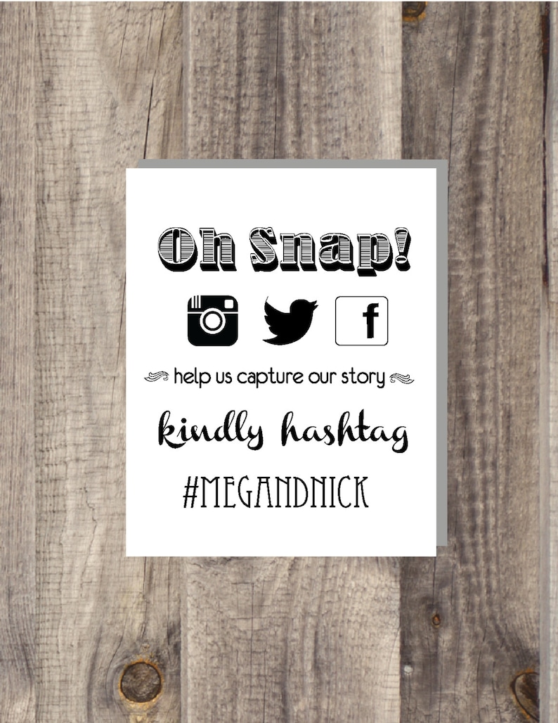PRINTABLE & CUSTOMIZABLE Instagram Hashtag sign Photo Booth Etsy
