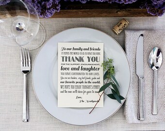 Instant Download - Thank You Friends & Family Reception Sign - Black and White Thank You Printable Wedding Sign - Thanks wedding print