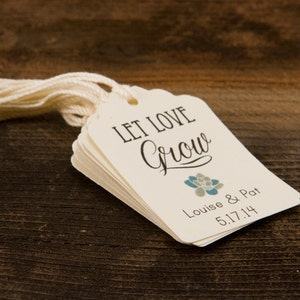 Set of 25 Custom Wedding favor TAGS Let Love Grow Succulent Favor Tags, Wedding Favor tag image 3