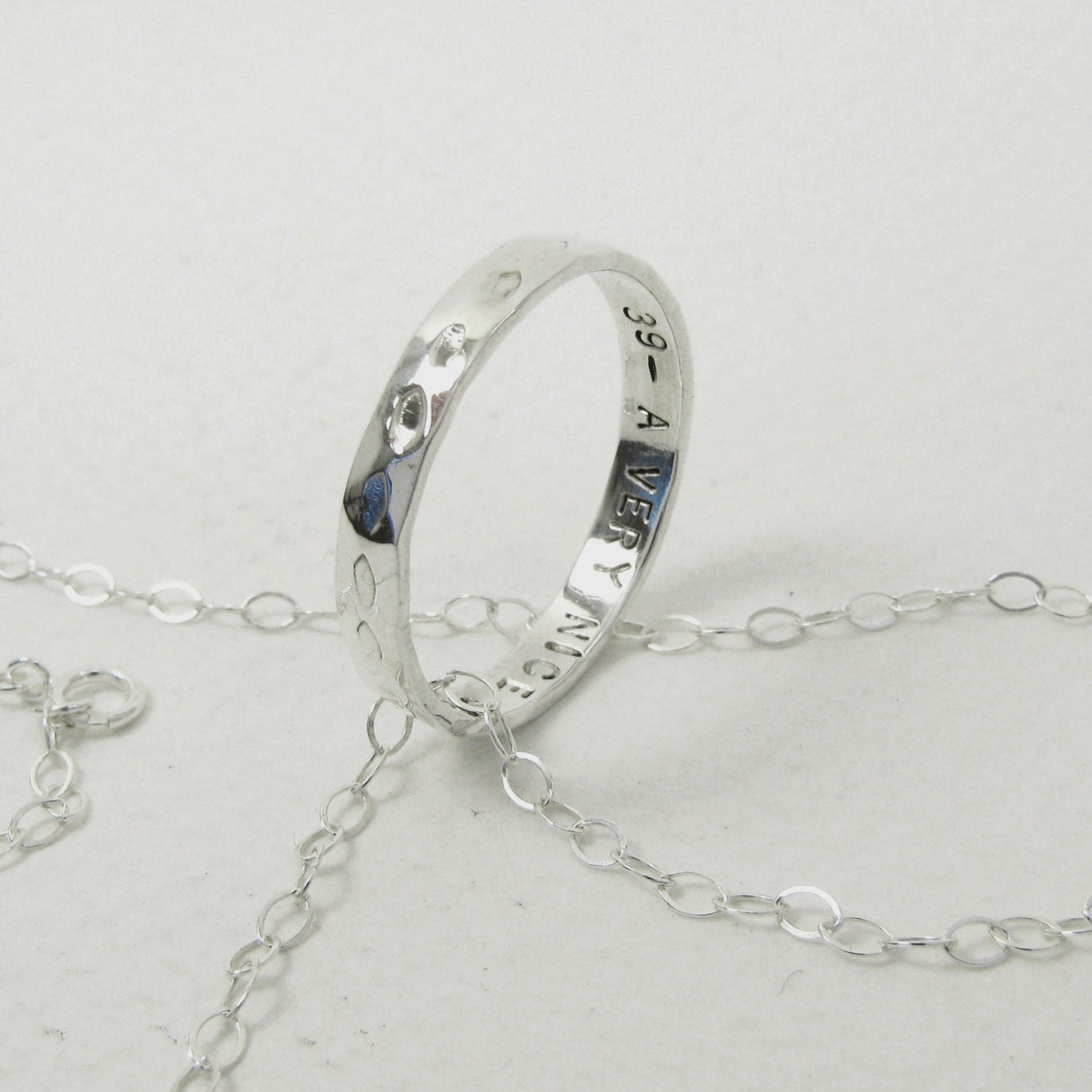 Promise Ring Silver Posy Ring 3 mm wide Pure Silver Personalized Ring