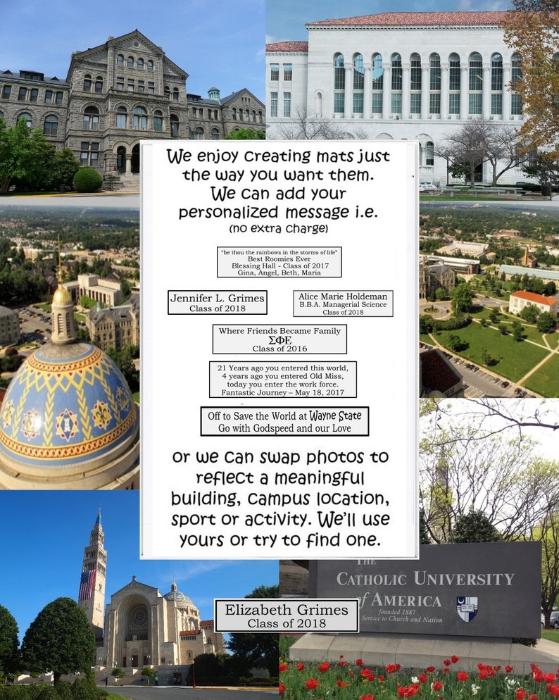 Photo Mat Personalized Gift Unique Picture Frame Catholic University of America Graduation Gift School