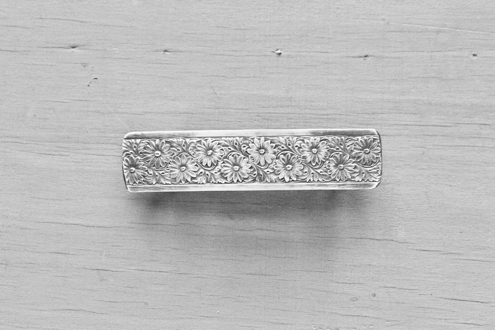 French Barrette Large Sterling Silver Floral DAISY Etsy