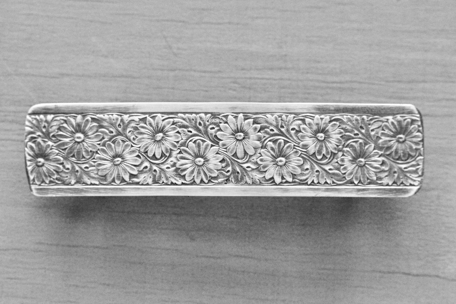 French Barrette Large Sterling Silver Floral DAISY Etsy