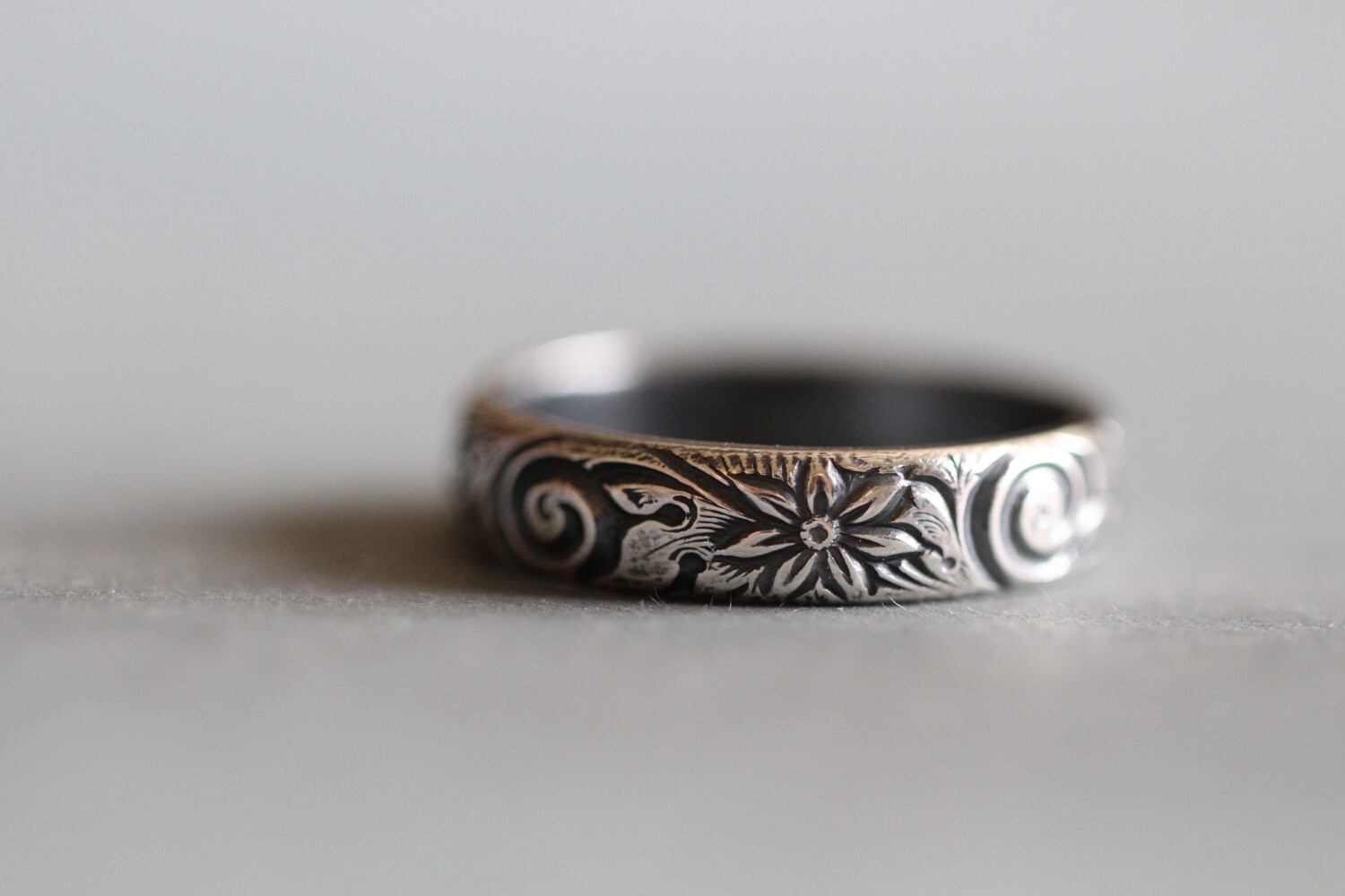 Zoey: Sterling Silver Wedding Ring Botanical Floral | Etsy