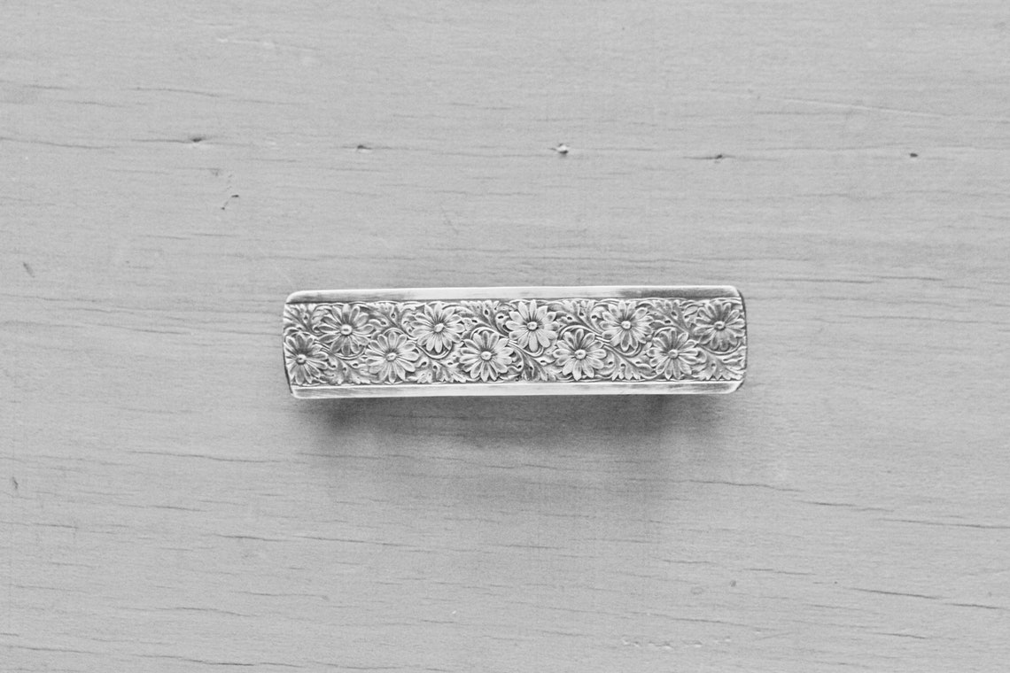 French Barrette Large Sterling Silver Floral DAISY Etsy