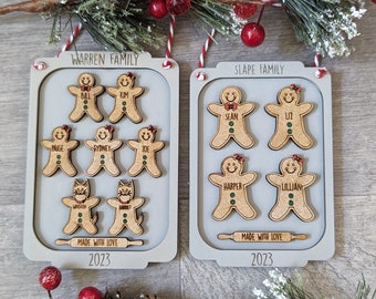 2023 Personalized Gingerbread Family Christmas Ornament - Up to 9 Gingerbreads - 2023 Family Ornament - FREE SHIPPING