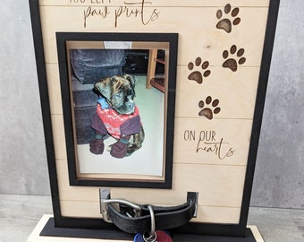 Pet Memorial 5x7 Wood Photo Frame with Collar Holder - Dog Remembrance Frame  - Cat Remembrance Frame - Pet Remembrance -  FREE SHIPPING