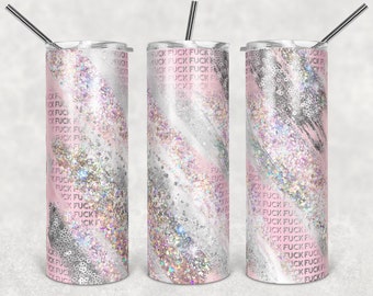 F Bomb Pink Holographic Milky Way 20 oz Tumbler - Adult Tumbler - Mature Tumbler - F Word - FREE Shipping