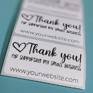 Set of 100 Thank You For Supporting My Small Business - Rectangle Sticker Labels - Personalized with Your Website URL - FREE SHIPPING