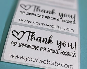 Set of 100 Thank You For Supporting My Small Business - Rectangle Sticker Labels - Add Your Website URL - FREE SHIPPING