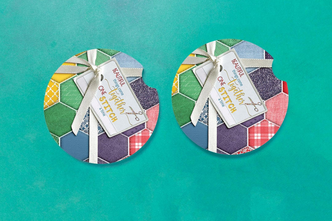 Quilter's Beautiful Things Come Together Coaster Set Set of 2 Car ...