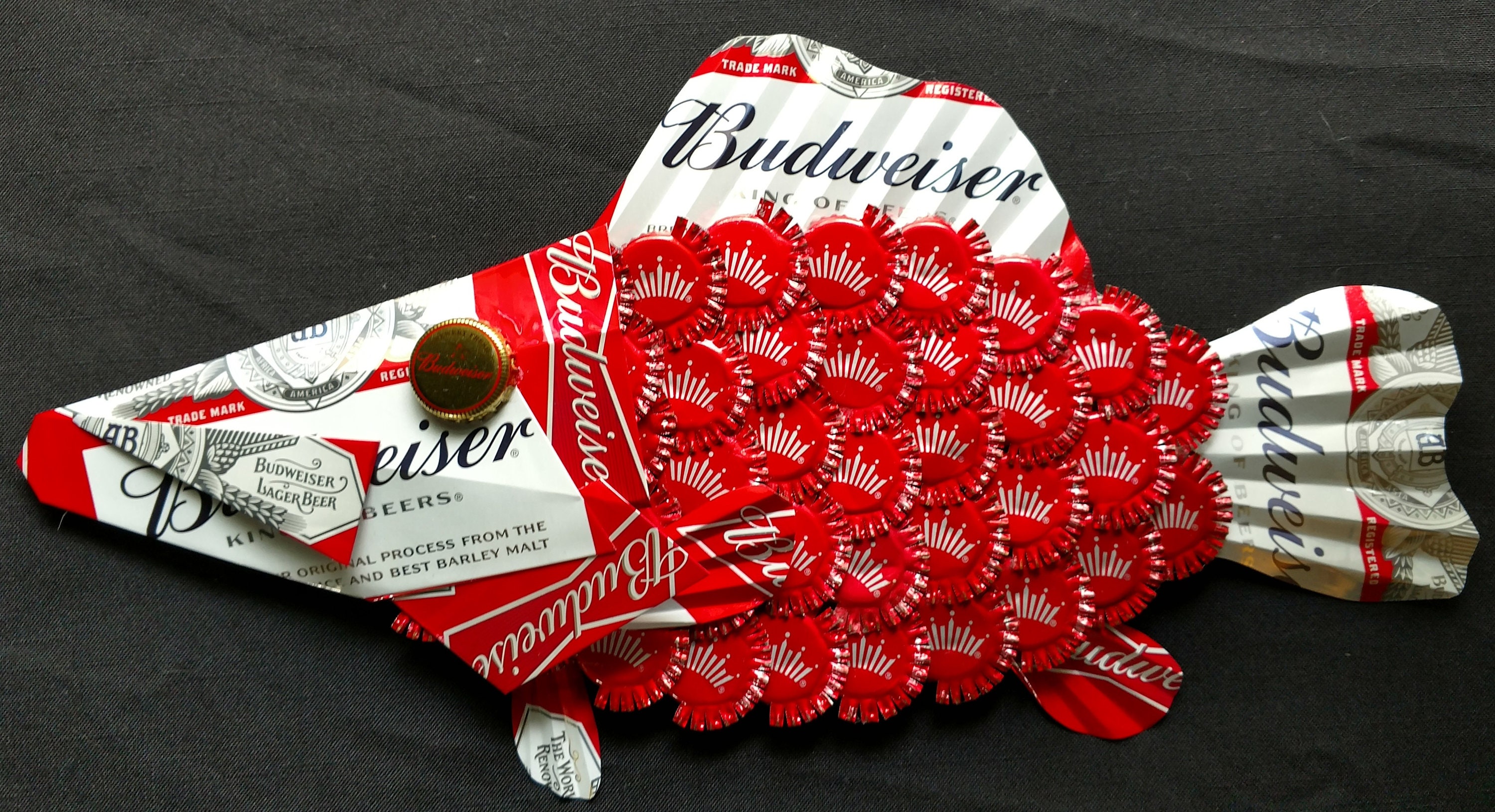 Budweiser Fish wall hanging Bottle caps beer cans. Etsy