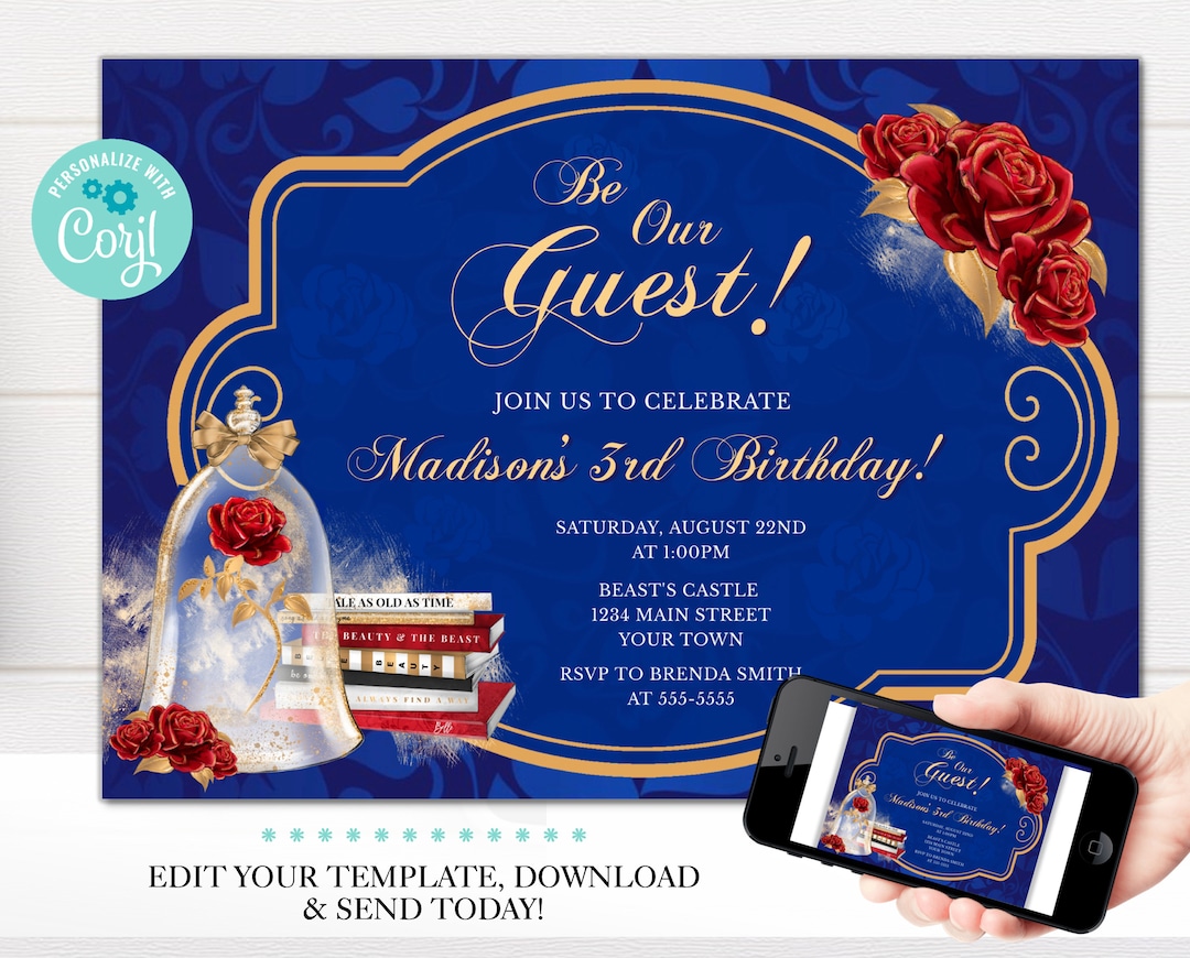 Beauty And The Beast Birthday Invitations www.etsy.com