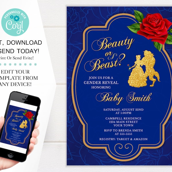 Beauty and the Beast Gender Reveal Etsy