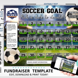 Editable Soccer Calendar Fundraiser Template | Clear The Board Fundraising Made Easy | 8.5x11 Digital Download