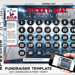 Editable Hockey Calendar Fundraiser Template | Clear The Board Fundraising Made Easy | 8.5x11 Digital Download