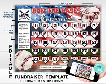 Editable Baseball Calendar Fundraiser Template | Pick A Date To Donate Fundraising Made Easy | 8.5x11 Digital Download