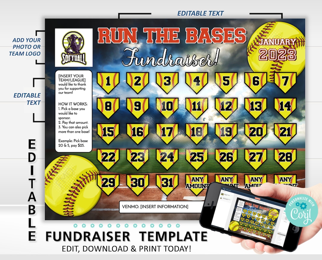Editable Softball Calendar Fundraiser Template Clear the Board Editable Softball Calendar Fundraiser Template Clear the Board