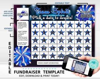 Editable Cheerleading Team Calendar Fundraiser Template | Clear The Board Fundraising Made Easy | 8.5x11 Digital Download