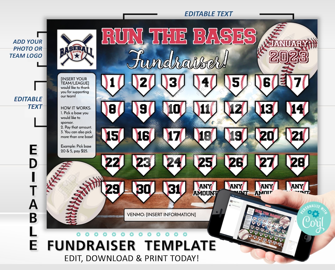 Free Calendar Fundraiser Template Baseball
