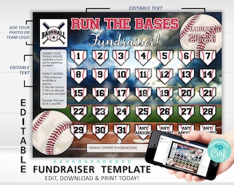 Editable Baseball Calendar Fundraiser Template | Clear The Board Fundraising Made Easy | 8.5x11 Digital Download