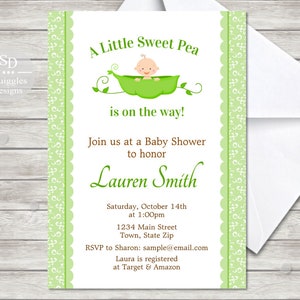sweet pea baby shower invitations