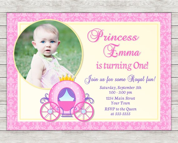 Princess Birthday Invitation Princess 1st Birthday Invitation | Etsy
