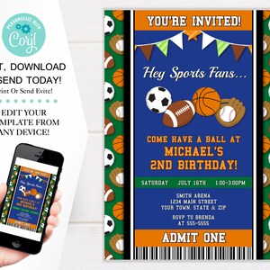 All Star Sport Party Einladung Vorlage Sport Motto Geburtstag Etsy.de