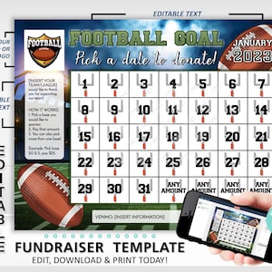 Editable Football Team Calendar Fundraiser Template | Clear The Board Fundraising Made Easy | 8.5x11 Digital Download
