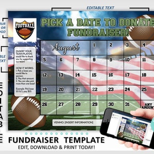 Editable Football Team Calendar Fundraiser Template | Clear The Board Fundraising Made Easy | 8.5x11 Digital Download