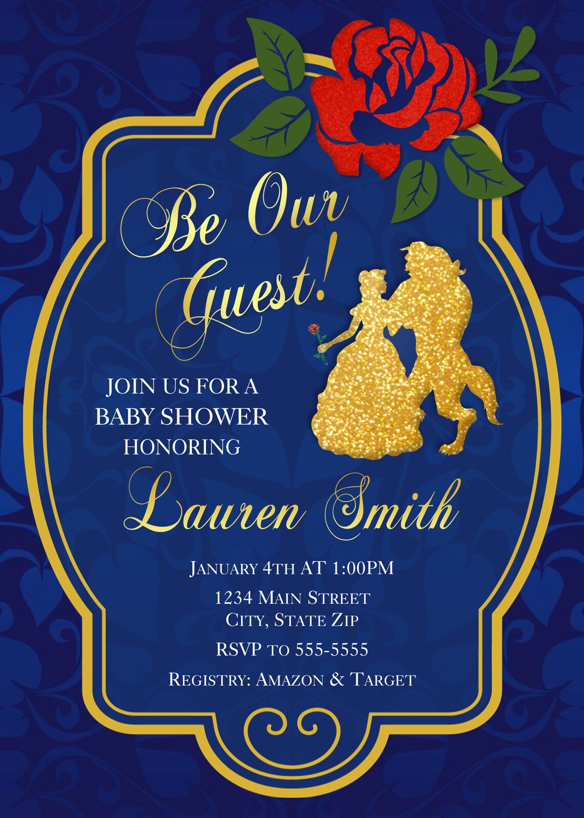 Beauty and the Beast Baby Shower Invitation Be Our Guest Etsy