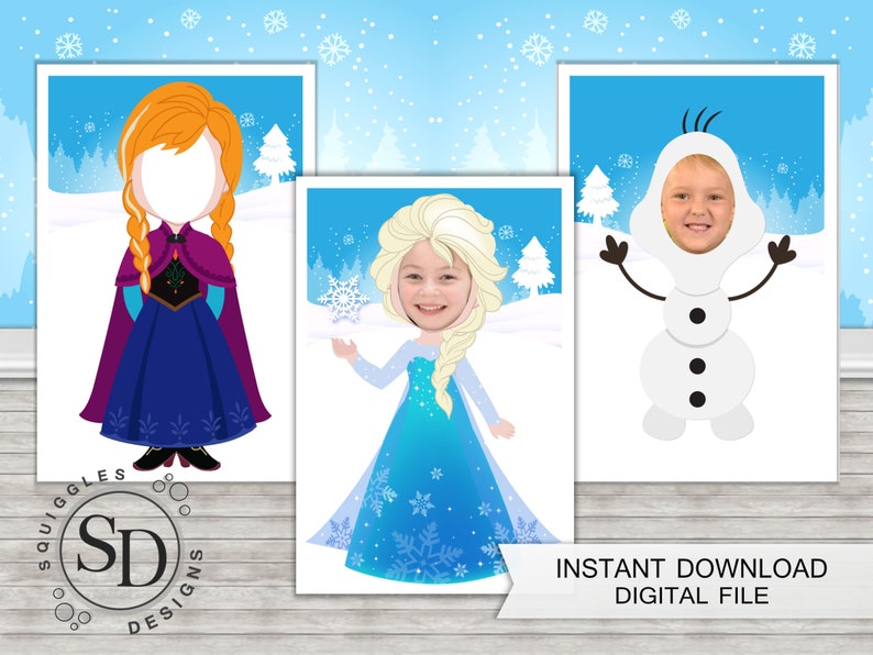 Frozen Photo Booth Props includes Elsa Anna &amp; Olaf | Etsy