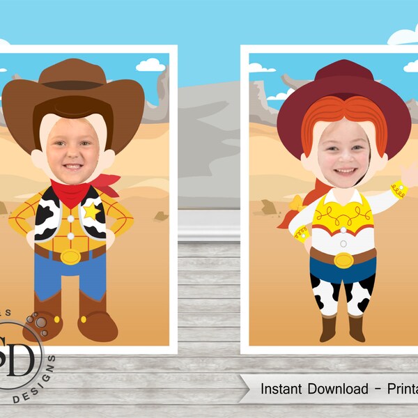 Western Cowboy And Cowgirl Photo Booth Digital Files - Birthday Party Decorations - Instant Download