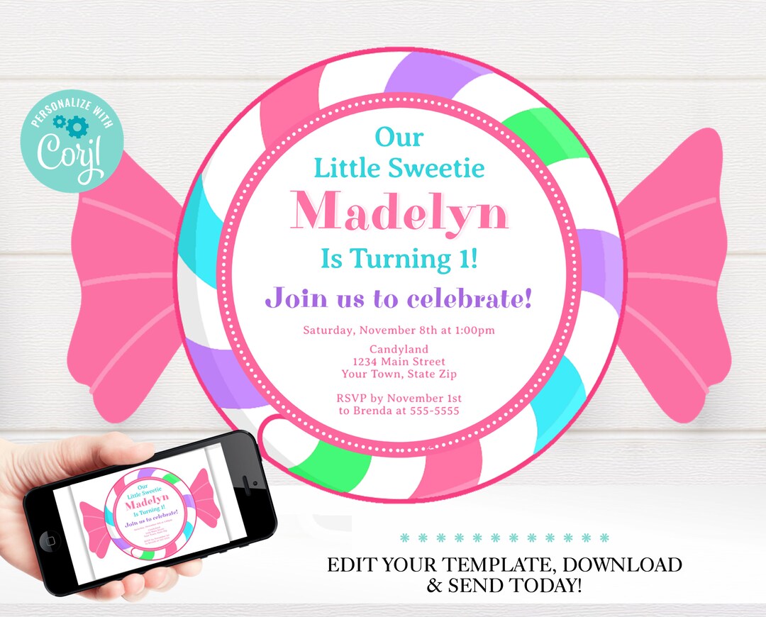 Candy Birthday Invitation Template, Sweet Treats Candyland Birthday Invites, 5x7 Digital Download - Etsy candy-birthday-invitation-template-sweet-treats-candyland-birthday-invites-5x7-digital-download-etsy