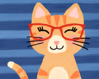 Step by Step Guide for Painting Cat with Glasses