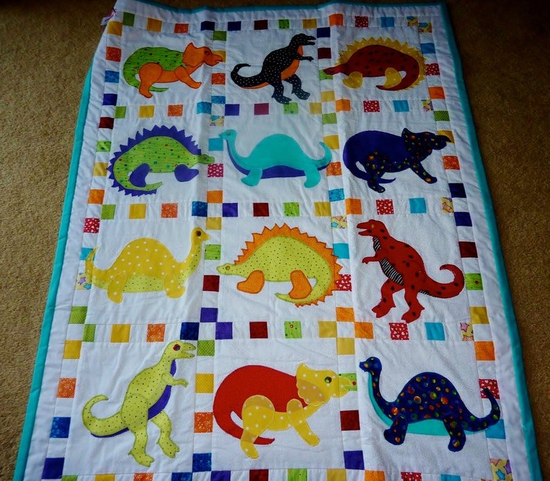 Dinosaur applique quilt Etsy