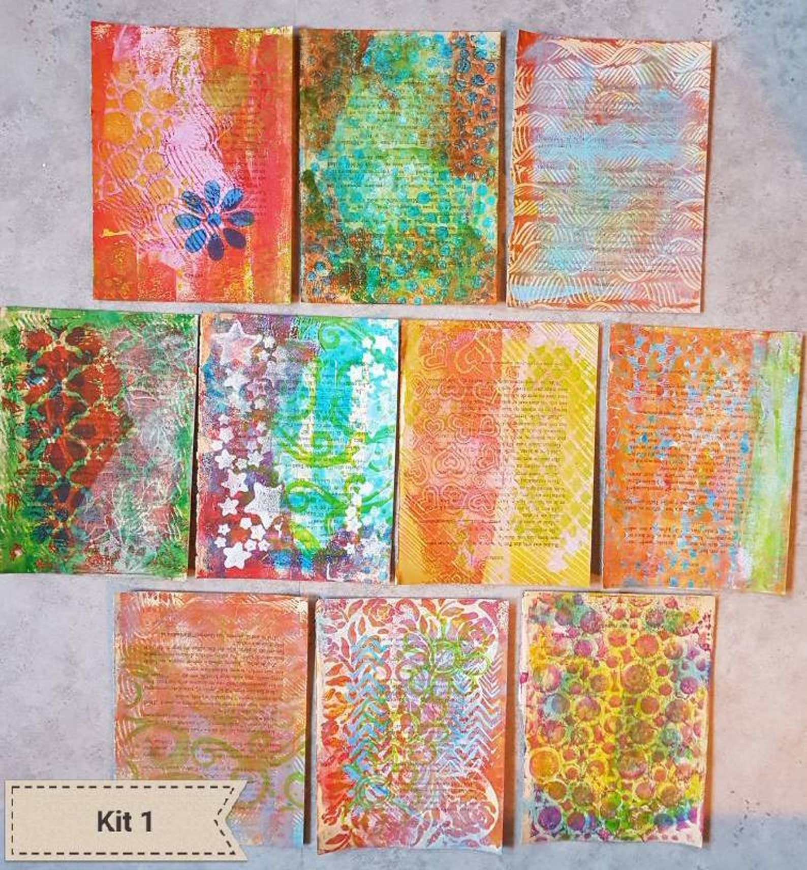 Gelli Plate Print Set of 10 Paper Colorful Kit for Junk Etsy