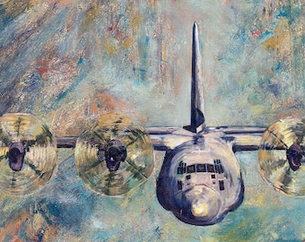 C-130J - Giclée Print (canvas stretched or unframed), Aircraft Art by Tif Sheppard