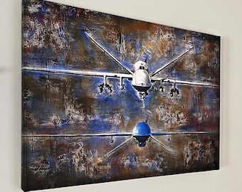 MQ-1 & MQ-9 Detail Giclée Print (canvas stretched or unframed), Aircraft Art Painting by Tif Sheppard