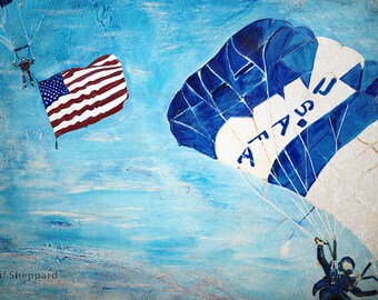 Wings of Blue, USAFA, Giclée Print (canvas stretched or unframed), Painting by Tif Sheppard, Aviation Art by Tif Sheppard