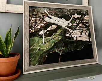 G5 Gulfstream over DC, Giclée Print (canvas stretched or unframed), Aircraft Art Painting by Tif Sheppard