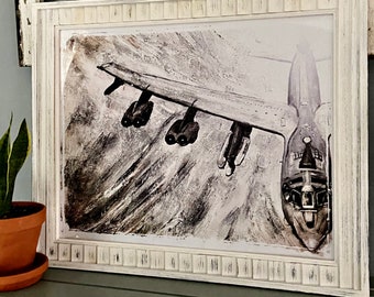 B-52 Top Down Giclée Print (canvas stretched or unframed), Aircraft Art Painting by Tif Sheppard