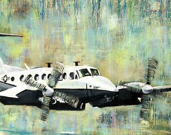 MC-12 - Giclée Print (canvas stretched or unframed), Aircraft Art by Tif Sheppard